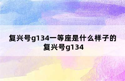 复兴号g134一等座是什么样子的 复兴号g134